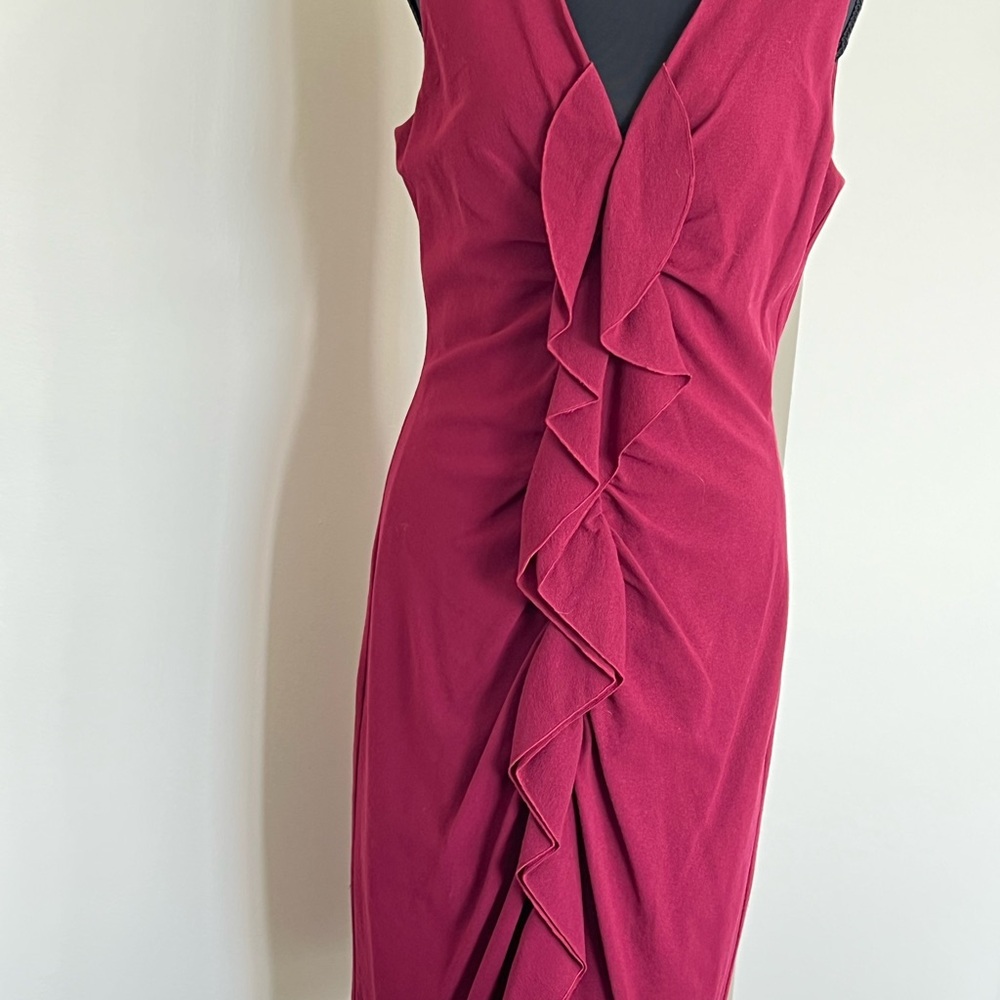 Elegant Burgundy Ruffle Dress